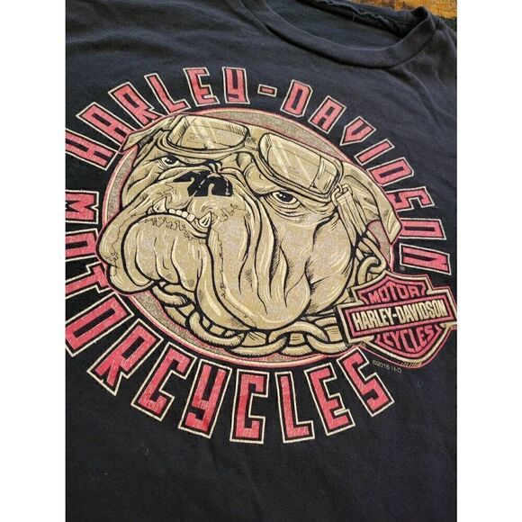 Harley Davidson Graphic T Shirt Bulldog Daytona Beach Florida Black Men's Medium - Picture 3 of 4
